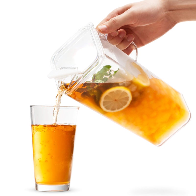 Komax Tritan Plastic Water Pitcher with Lid â€“ BPA-Free, Square Water & Iced Tea Pitcher - Dishwasher Safe â€“ Tea, Sangria, or Juice Containers with Lids for Fridge (2.4 Qt) - Image 4